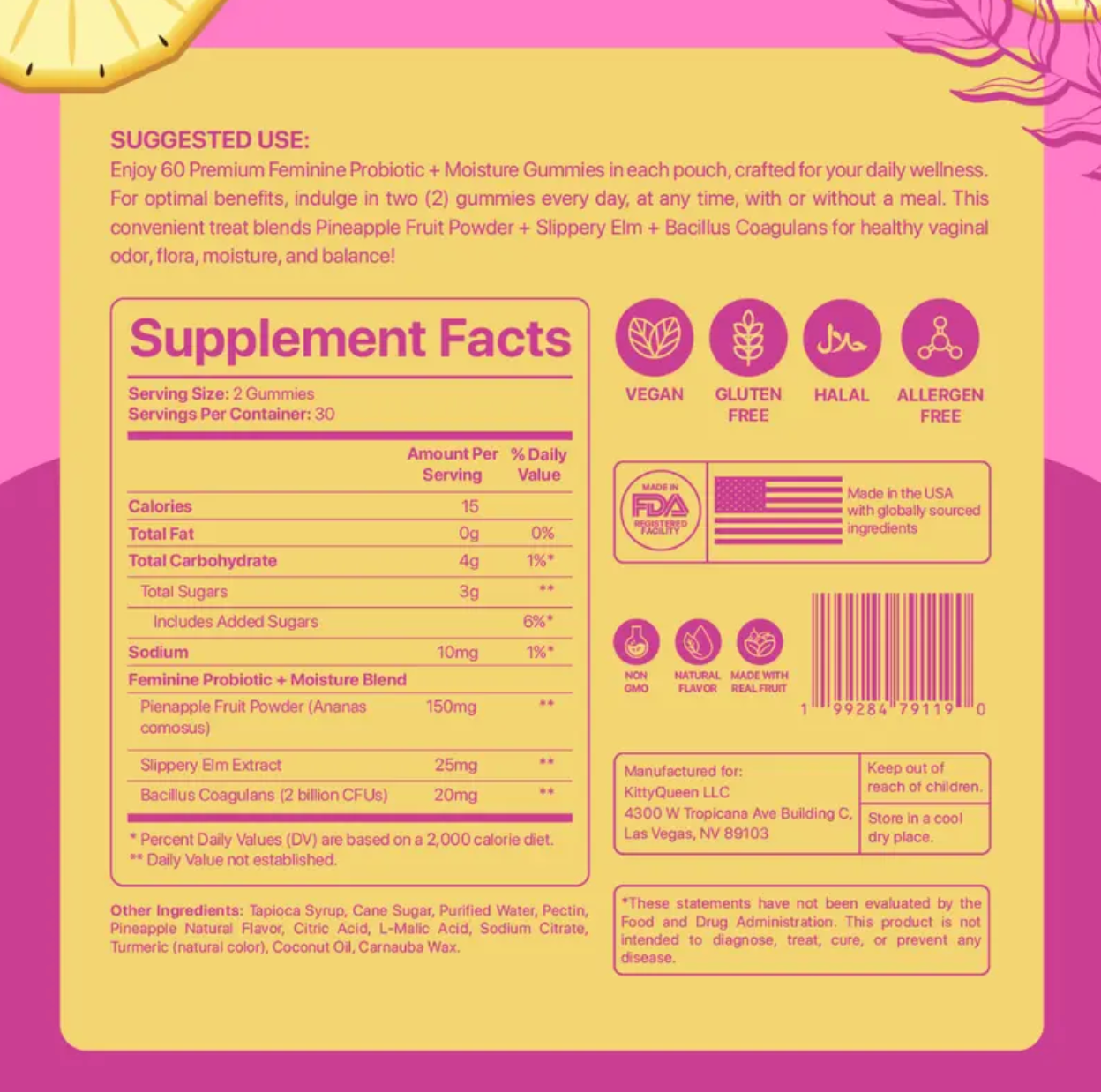 Slippery Kitty Feminine Probiotic + Moisture Gummies